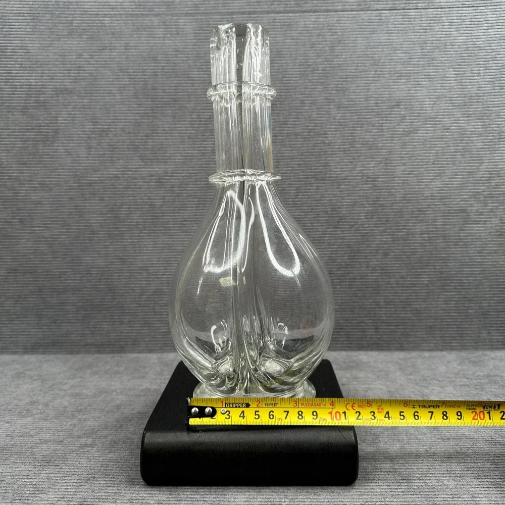 Vintage Clear Glass 4 Chamber Decanter Ribbed Neck Pinched Glass Carafe Cruet